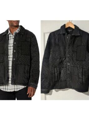 John Varvatos | Barton Patchwork Shirt Jacket In Black